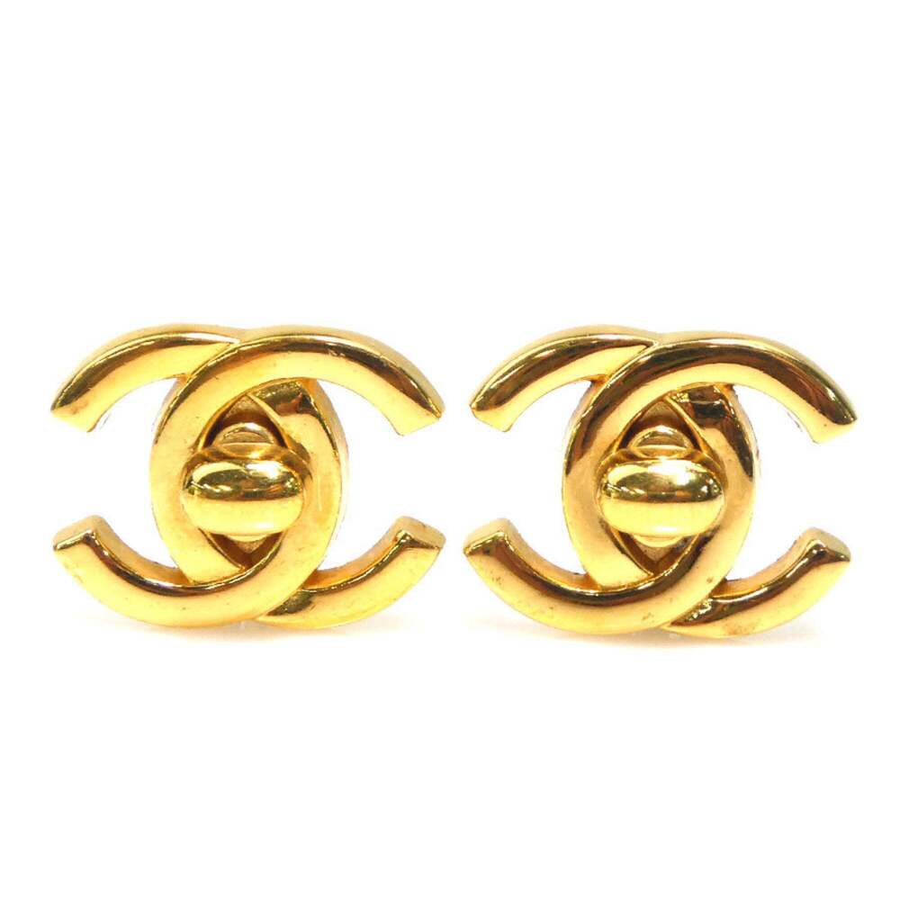CHANEL Authentic Gold Logo Earrings - Picture 1 of 5